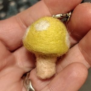 Light yellow Mushroom keychain